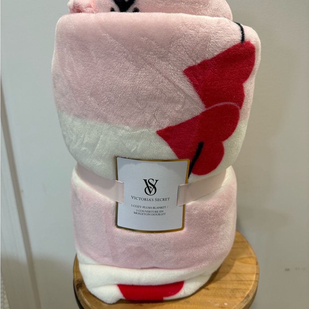Victoria's Secret Pink and Red Plush Blanket